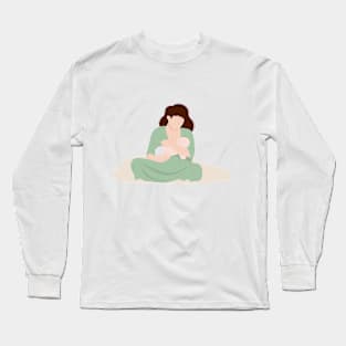 Mother feeding a baby. Breastfeeding illustration Long Sleeve T-Shirt